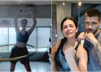 Shruti Haasan dimostra che allenarsi può essere divertente con il video hula hoop, non perderti la foto con Santanu