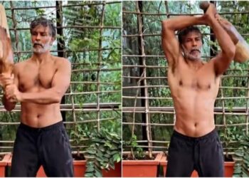 Milind Soman si allena a torso nudo in un mudgar da 10 kg nel nuovo video di allenamento:
