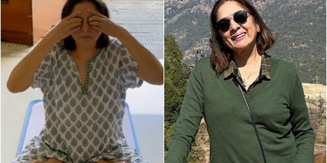 Neena Gupta medita mentre gira il video Padmasana, i fan la chiamano ispirazione
