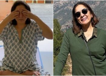 Neena Gupta medita mentre gira il video Padmasana, i fan la chiamano ispirazione