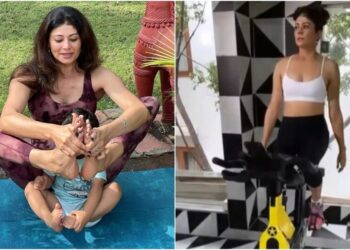 Pooja Batra fa yoga con il nipote e poi il suo in palestra, siamo ispirati