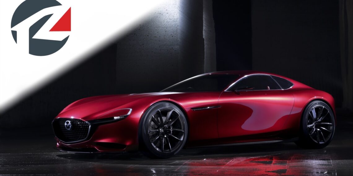 Marchio di fabbrica del logo Mazda 'R', che suggerisce una famiglia di modelli con motore rotativo o ad alte prestazioni